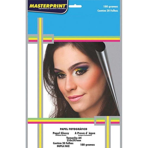 PAPEL FOTO A4 180G MASTERPRINT  DUPLA FACE COM 20FLS