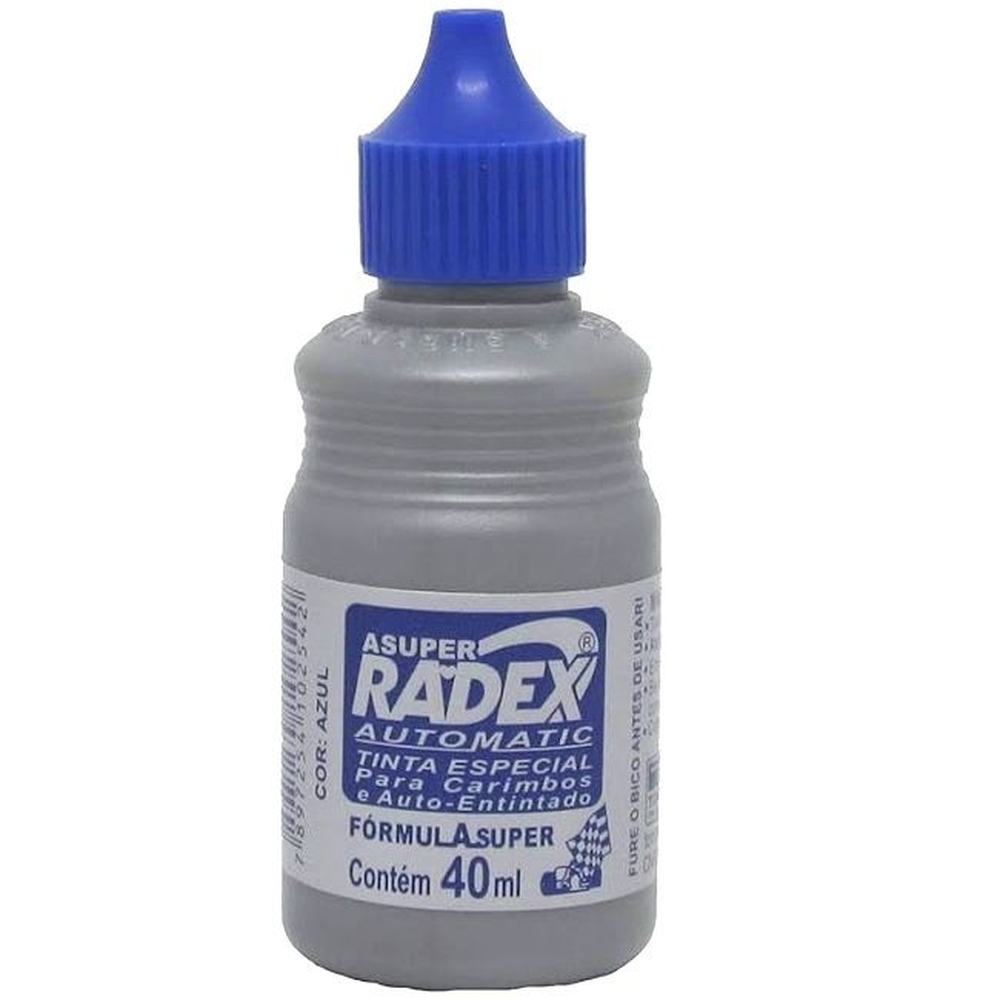 TINTA P/CARIMBO SUPER RADEX 40ML AUTO AZUL