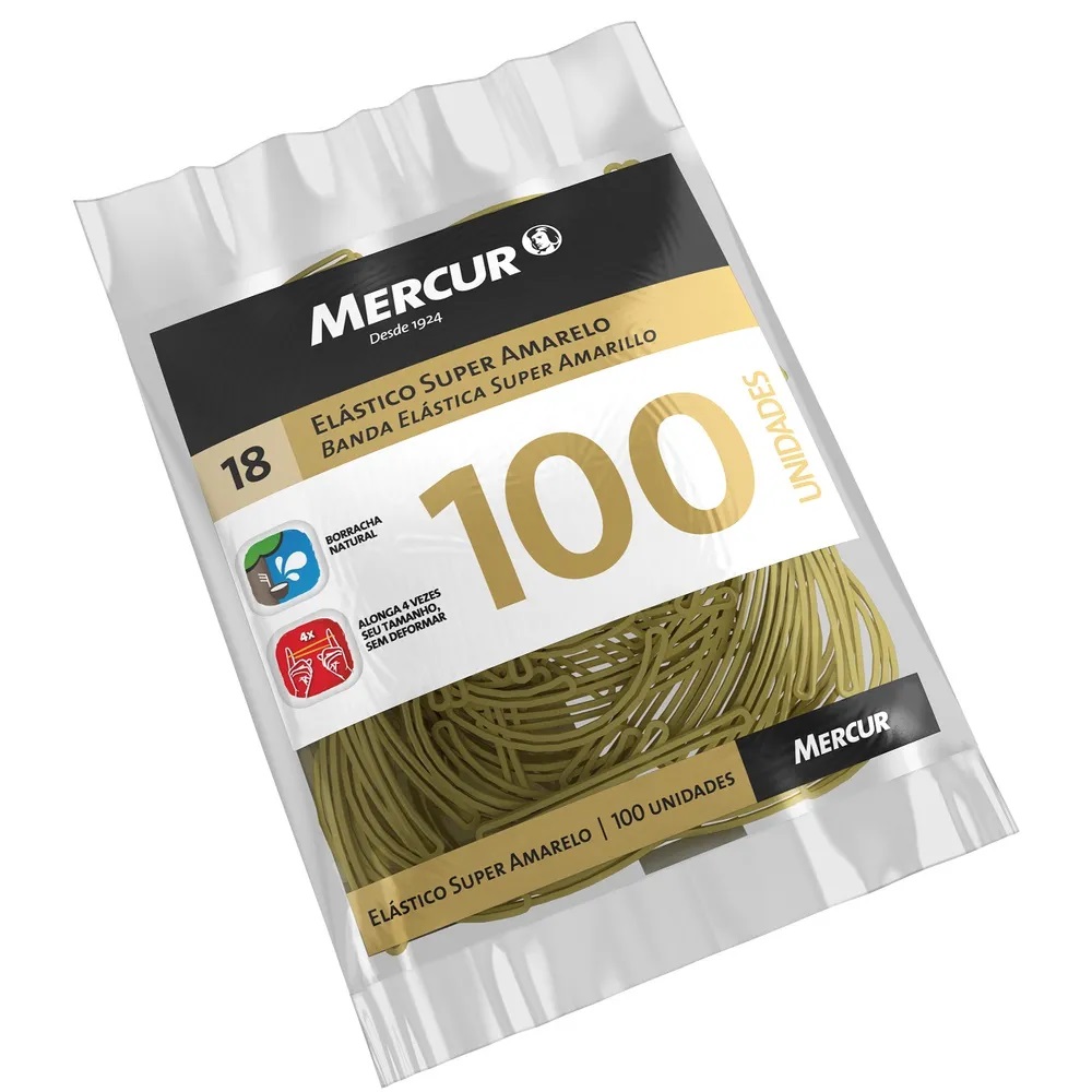 ELASTICO MERCUR N18 100PC SUPER AMARELO