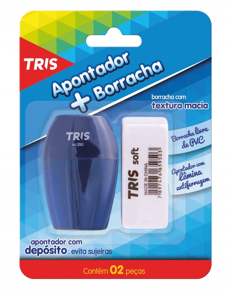 APONTADOR+BORRAHA TRIS BLISTER OFFICE 681078