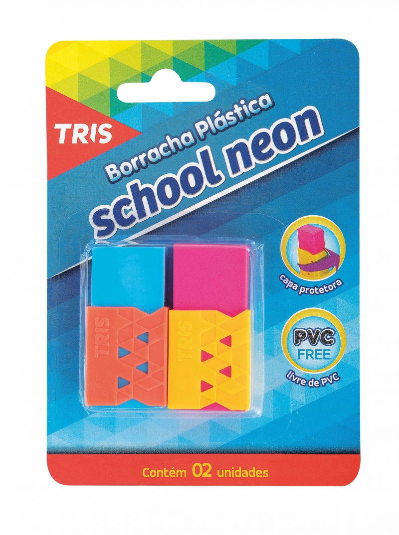 BORRACHA TRIS SCHOOL NEON BLISTER C/2 635989