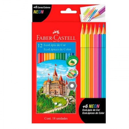 LAPIS DE COR FABER CASTELL C/12+6 NEON 120112