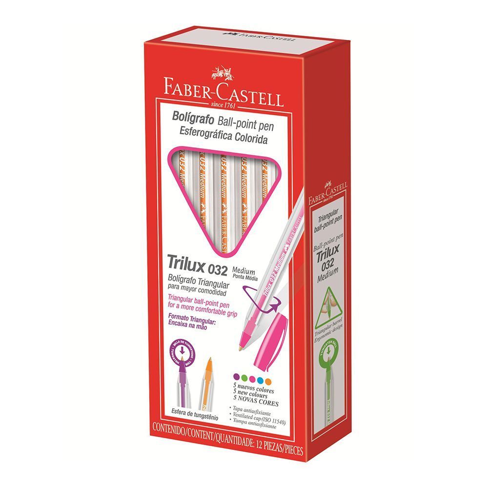 CANETA FABER CASTELL TRILUX PONTA MEDIA LARANJA 032