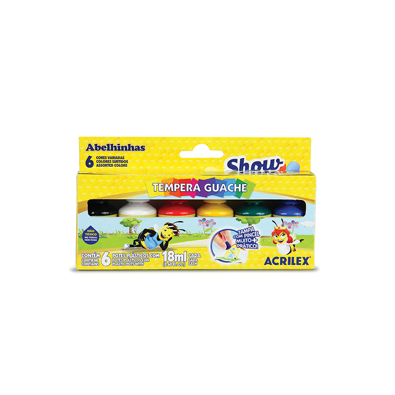 TEMPERA GUACHE 18ML ACRILEX 6 CORES 2005