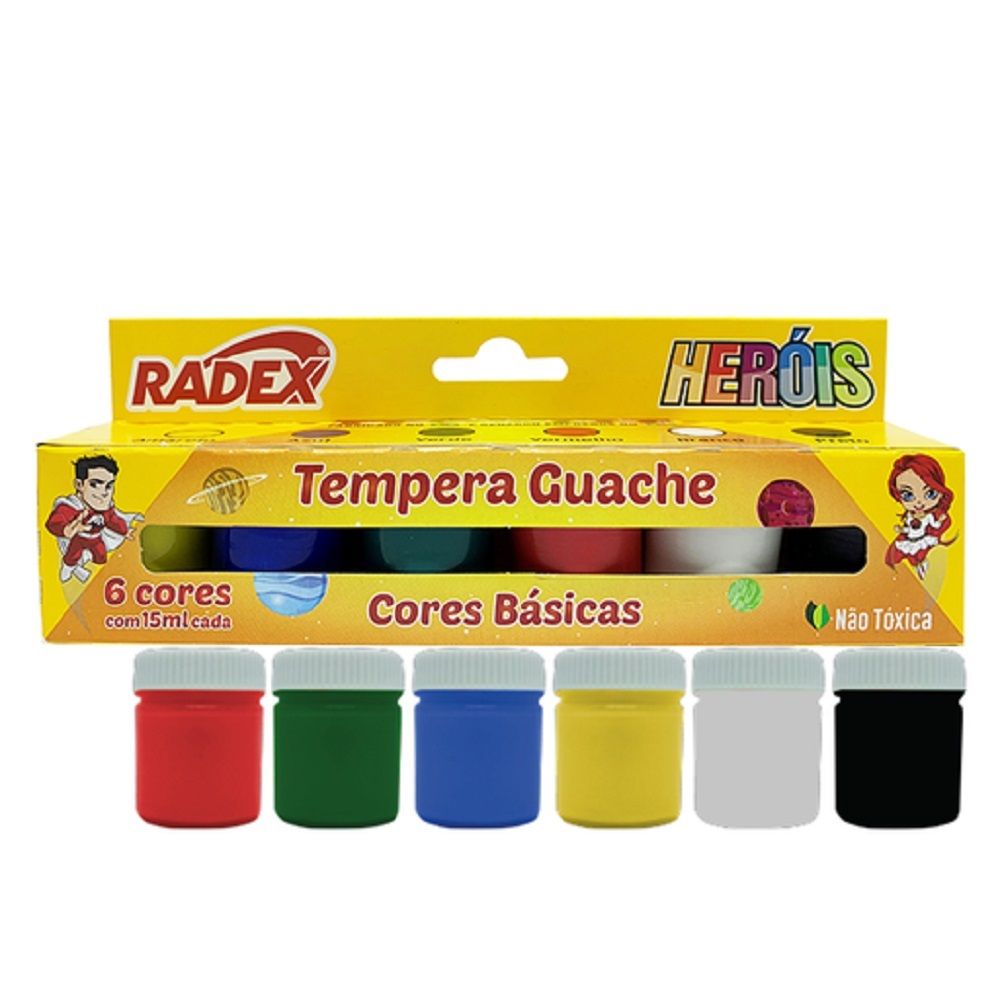 TINTA GUACHE RADEX 15ML COM 6 CORES 2564