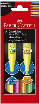 CANETA FABER CASTELL HIDROCOR NEON C/6 VAI E VEM