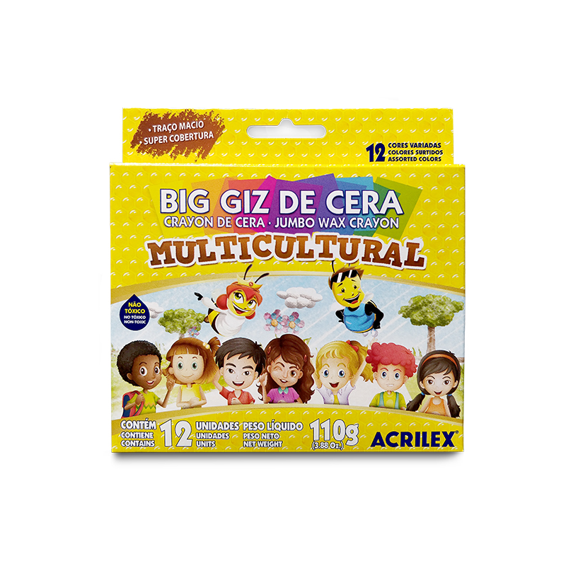 BIG GIZ DE CERA ACRILEX MULTICULTURAL C/12 09122 (TONS DE PELE E CABELO)
