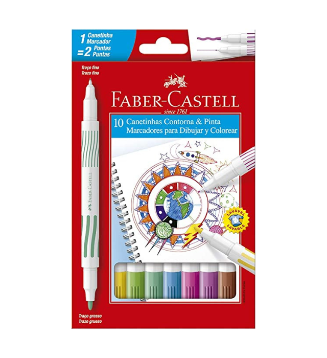 CANETINHA FABER CASTELL HIDRO DUO C/10 CONTORNA E PINTA