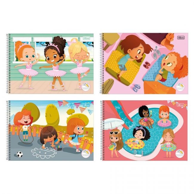 CADERNO TILIBRA 96FLS DESENHO ESPIRAL SEM SEDA SAPECA FEMININO 229172