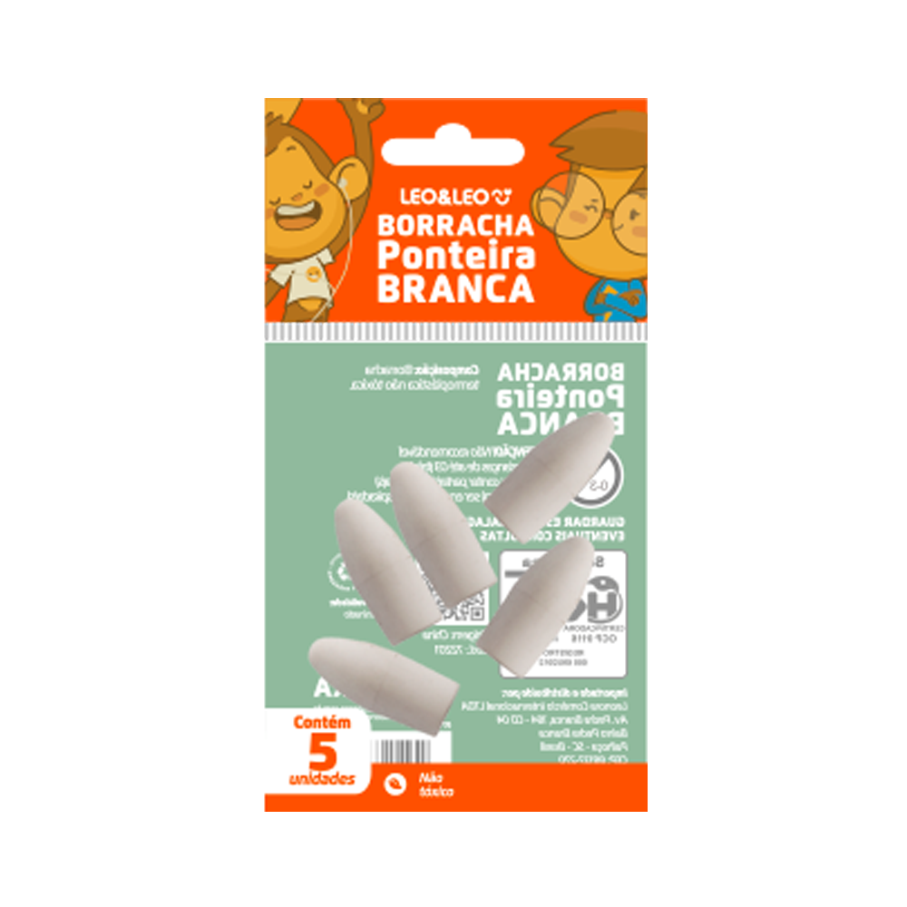 BORRACHA LEO&LEO PONTEIRA BRANCA BLISTER C/5 72201