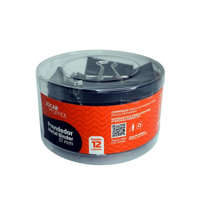 PRENDEDOR METAL BINDER PRETO 51MM JOCAR OFFICE 93092