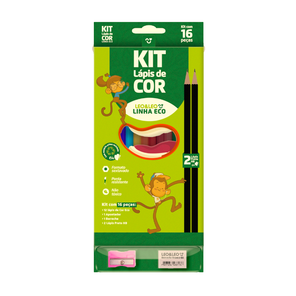 KIT LEO&LEO LAPIS DE COR ESCOLAR ECOLOG 4317