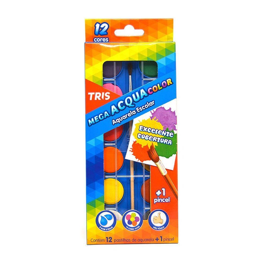 AQUARELA TRIS MEGA COL ESTOJO C/12+ P 686998