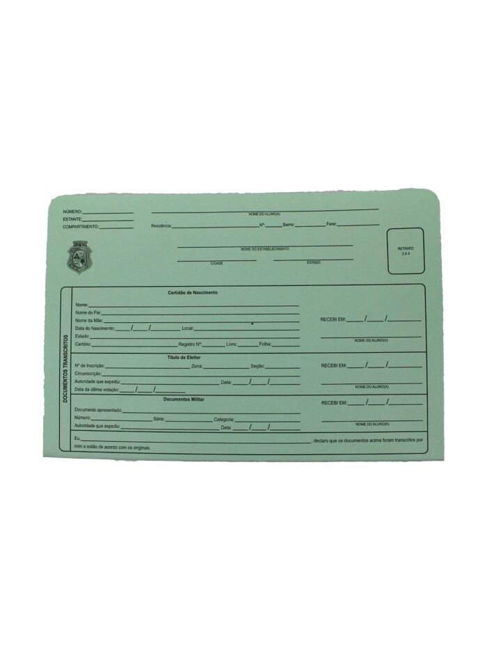 PASTA PARA MATRICULA CADERNUS VERDE