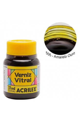 VERNIZ ACRILEX VITRAL 37ML 8140 505  AMARELO OURO