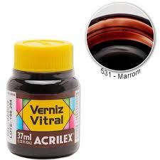 VERNIZ ACRILEX VITRAL 37ML 8140 531 MARROM