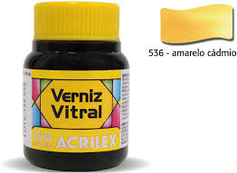 VERNIZ ACRILEX VITRAL 37ML 8140 536 AMARELO CADMIO