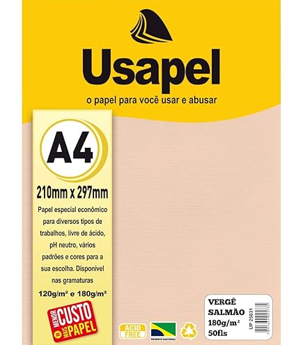 PAPEL USAPEL VERGE 180G 50F SALMAO