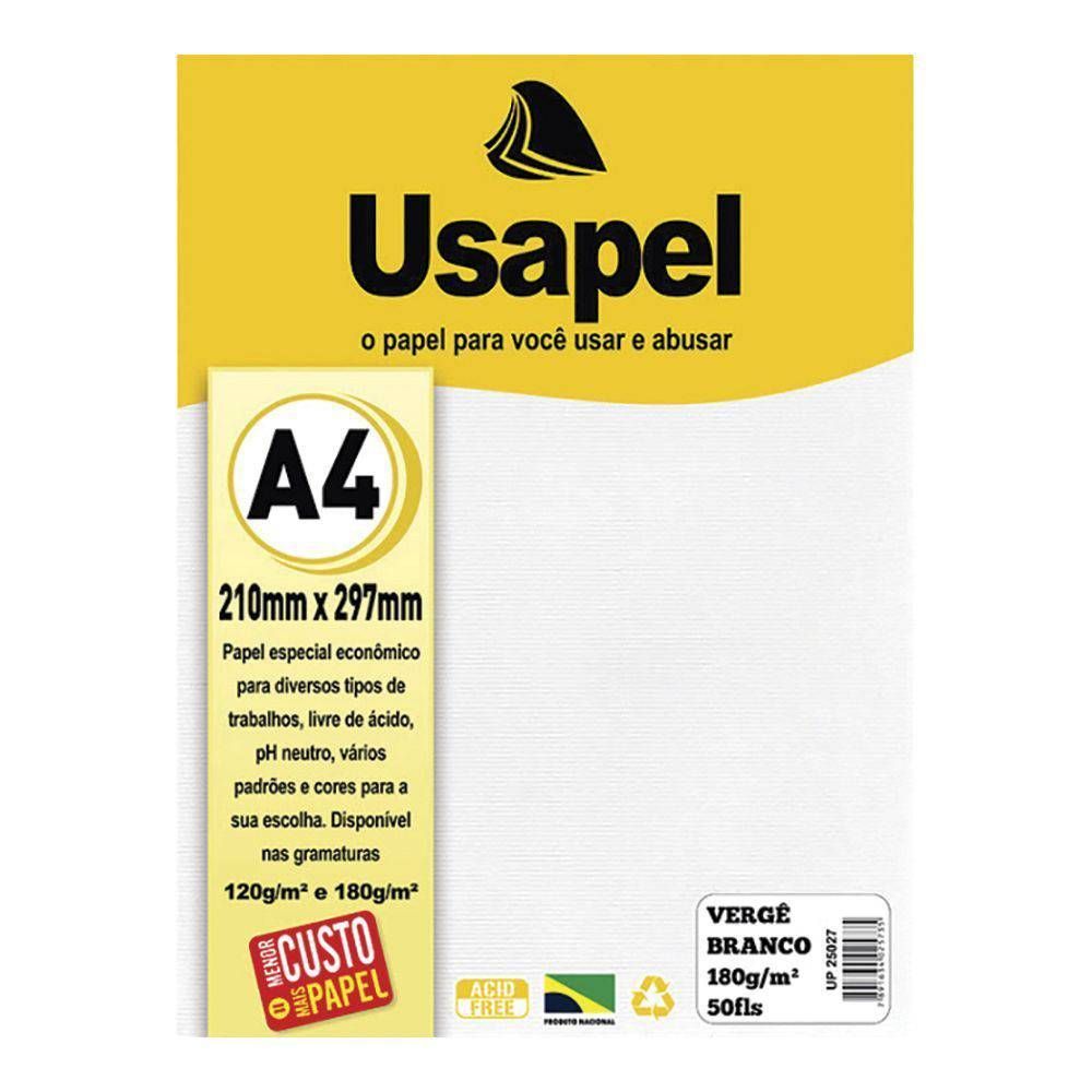PAPEL USAPEL VERGE 180G 50F BRANCO