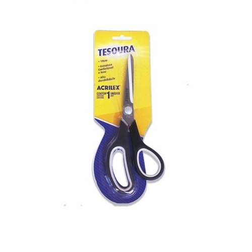 TESOURA ACRILEX MULT 19CM PRETO 22529
