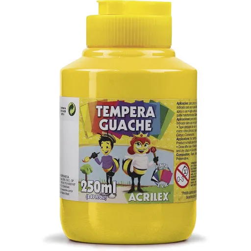 TEMPERA GUACHE 250G ACRILEX 2023 505 AMARELO OURO