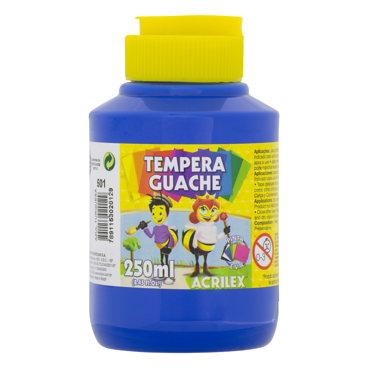 TEMPERA GUACHE 250G ACRILEX 2023 501 AZUL TURQUESA