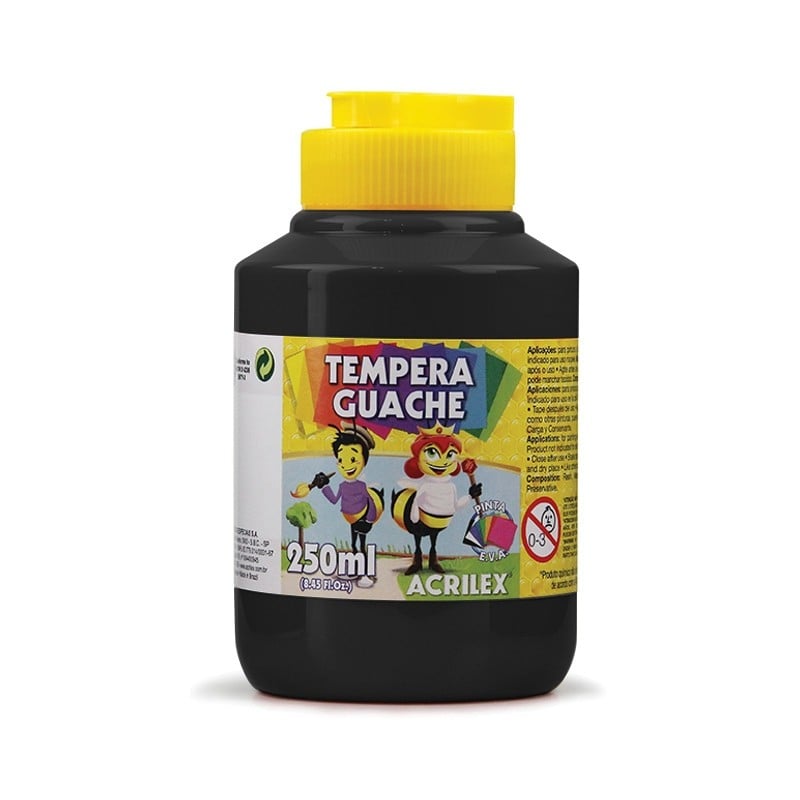TEMPERA GUACHE 250G ACRILEX 2023 520 PRETO