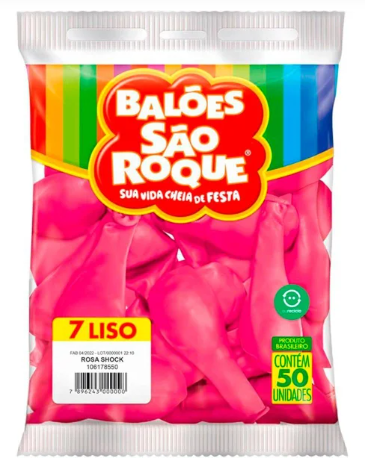 BALAO SAO ROQUE 7 LISO ROSA SHOCK