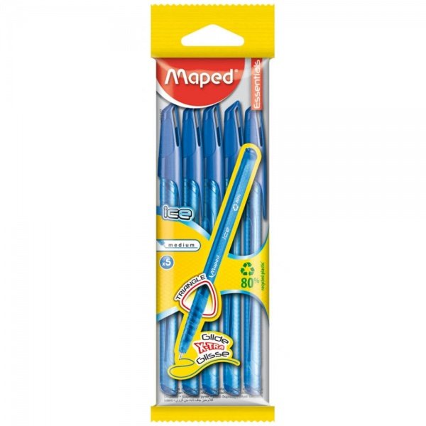 CANETA MAPED ICE ESSENTIALS AZUL BLISTER C/5 