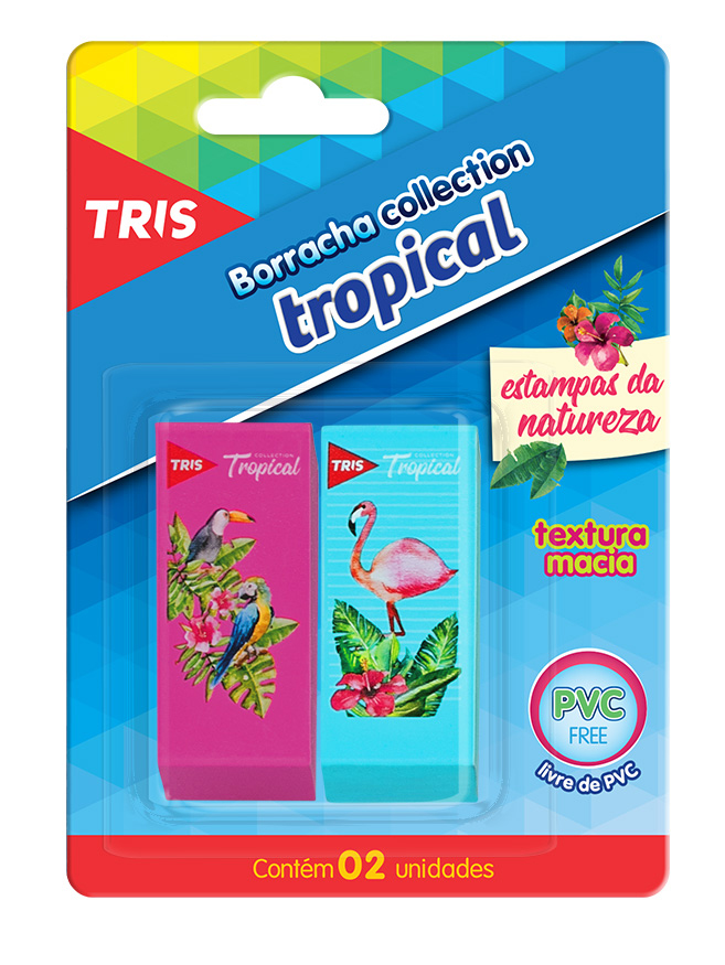 BORRACHA TRIS COLORIDA TROPICAL C/2 691206