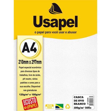 PAPEL USAPEL CASCA OVO 180G 50F BRANCO