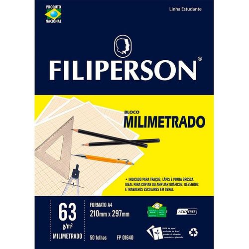 CADERNO FILIPAPER MILIMETRADO A4 63G 50F 1640