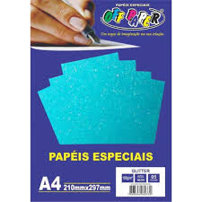 PAPEL OFF PAPER GLITTER 180G A4 5FL AZUL NEON