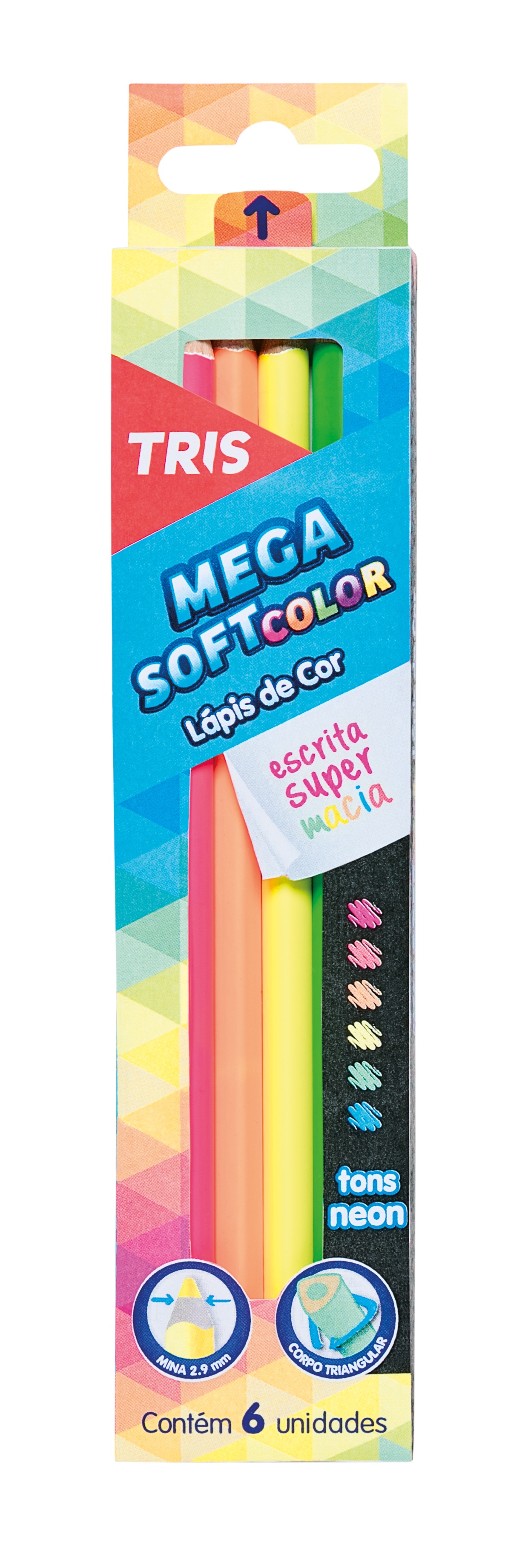 LAPIS DE COR TRIS C/6 SOFT NEON 603483