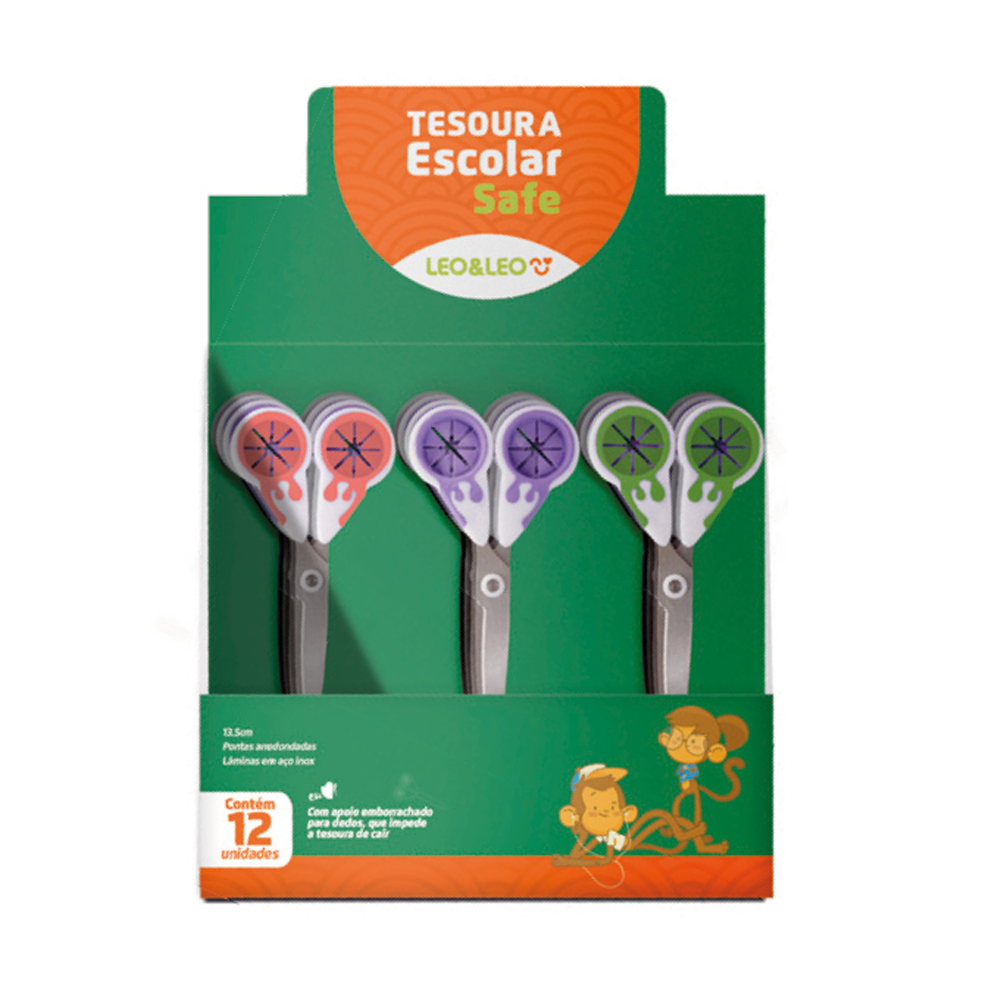 TESOURA ESCOLAR LEO&LEO SAFE 13,5CM 72002