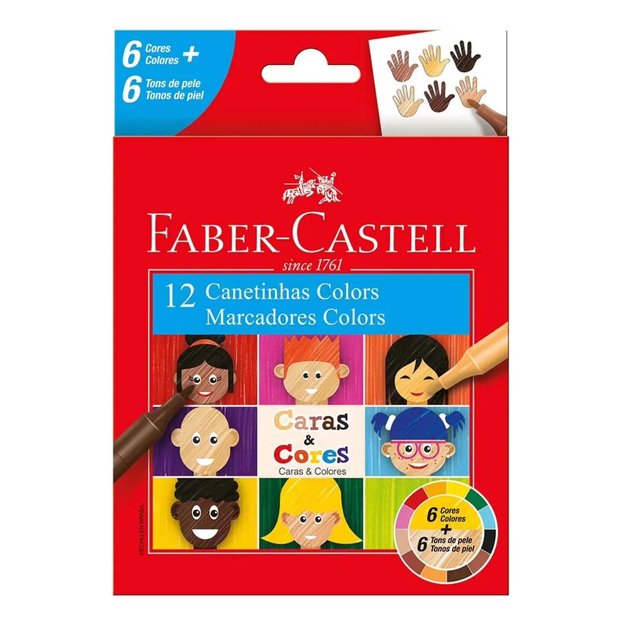 CANETINHA FABER CASTELL HIDROCOR CARAS&CORES C/12