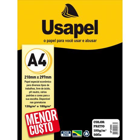 PAPEL USAPEL COLOR 180G 50F PRETO