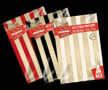 SACO CROMUS 35X54 C/50 LISTRADO SORTIDO