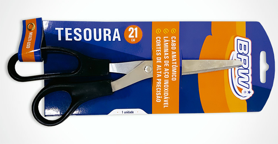 TESOURA ACO INOX BRW BLISTER 21CM