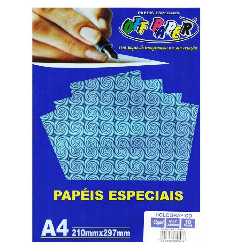 PAPEL OFF PAPER HOLOGRAFICO 120G A4 10FL AZUL
