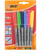 MARCADOR BIC PERMANENTE COLOR MEDIO BLISTER C/6