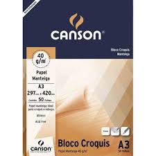 PAPEL MANTEIGA CANSON CROQUIS A3 50FL