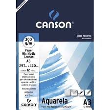 BLOCO CANSON AQUARELA 12FL A3 300G 7181