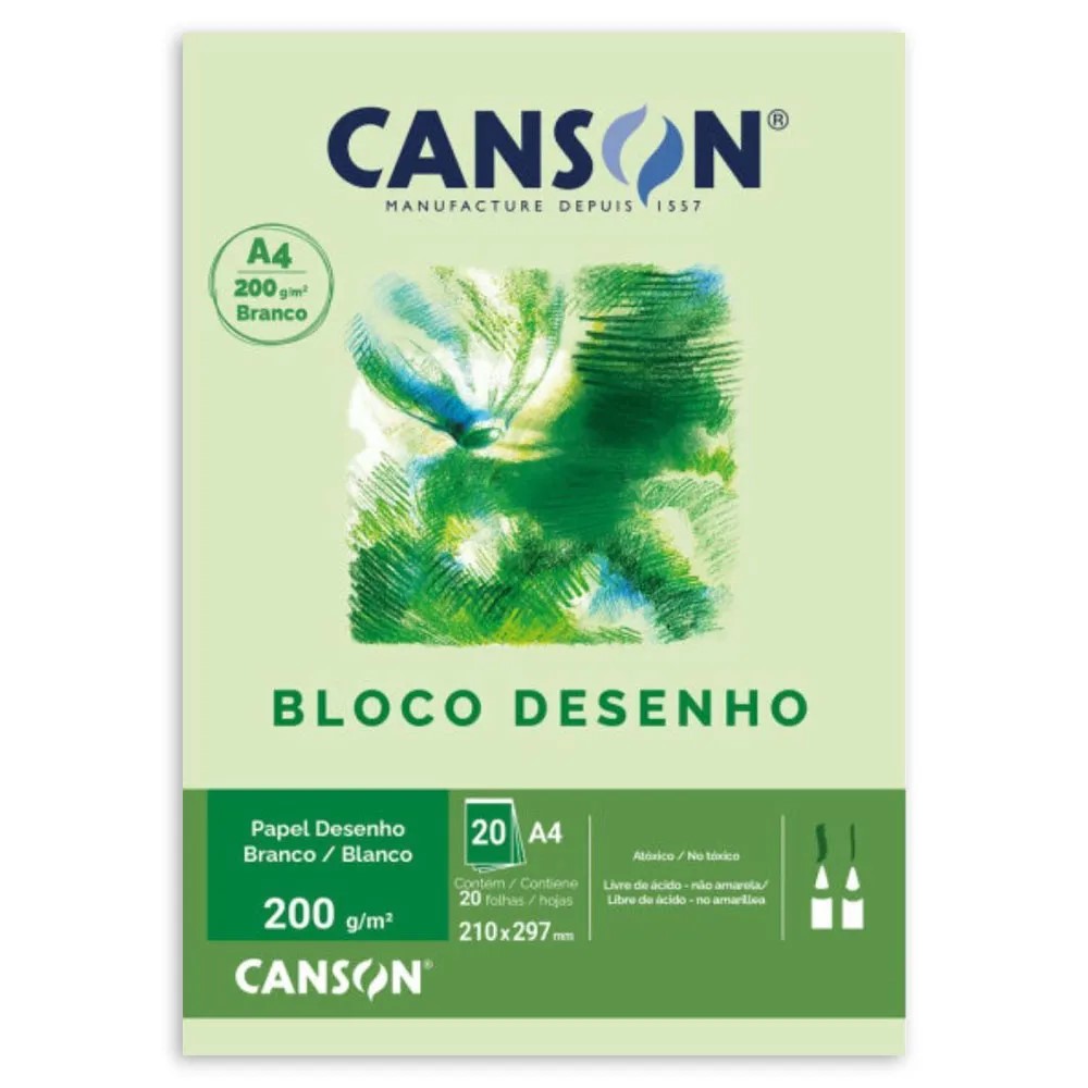 BLOCO CANSON DESENHO BRANCO 20FL A4 200G 7045