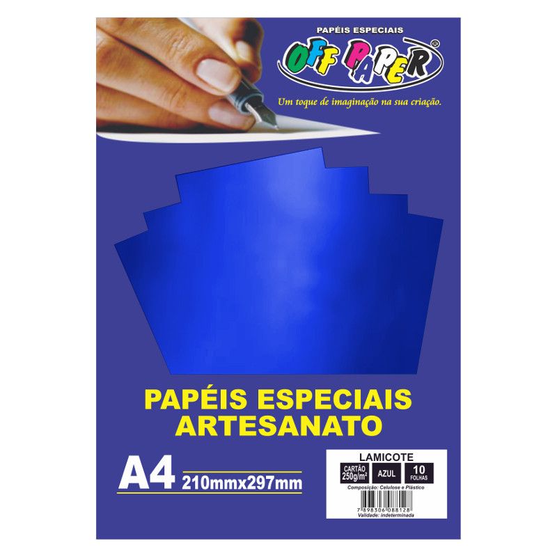 PAPEL OFF PAPER LAMICOTE 250G A4 10FL AZUL
