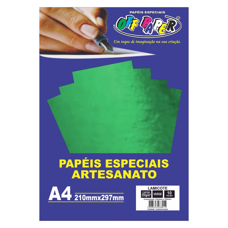 PAPEL OFF PAPER LAMICOTE 250G A4 10FL VERDE
