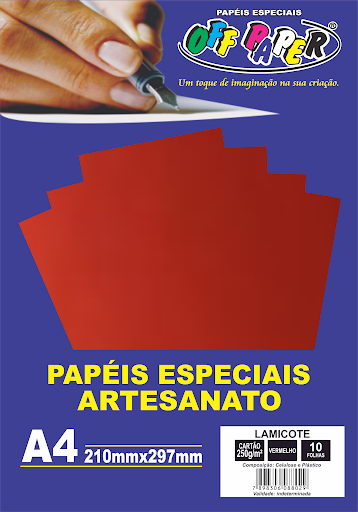 PAPEL OFF PAPER LAMICOTE 250G A4 10FL VERMELHO