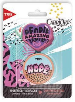 APONTADOR+BORRACHA TRIS CAPRICHO BLISTER C/2 610337