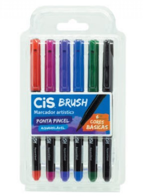 CANETA CIS MARCADOR BRUSH ESTOJO C/6