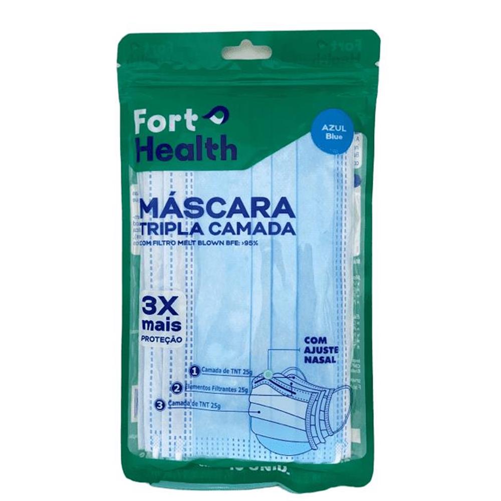 MASCARA TRIPLA CAMADA FORT HEALTH AZUL C/10